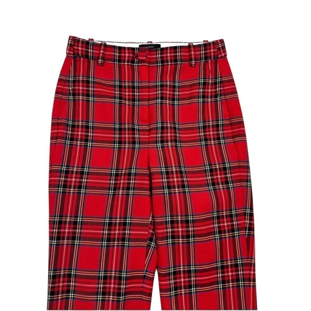 J. Crew Cameron High Rise Red Plaid Pants Size 0 - Picture 3 of 9